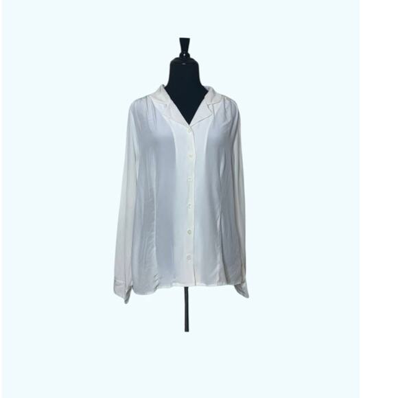 Pendleton cream silk long sleeves button shirt blouse size 14 - Picture 1 of 15